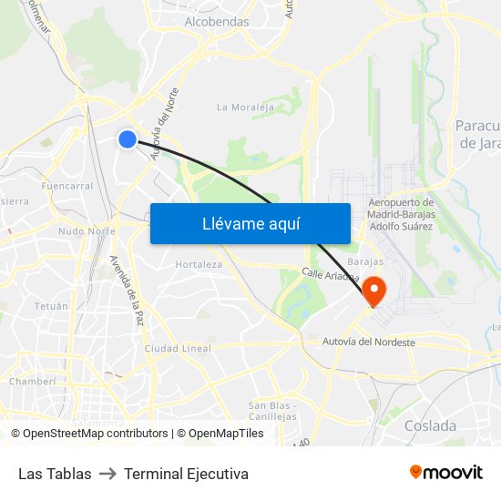 Las Tablas to Terminal Ejecutiva map