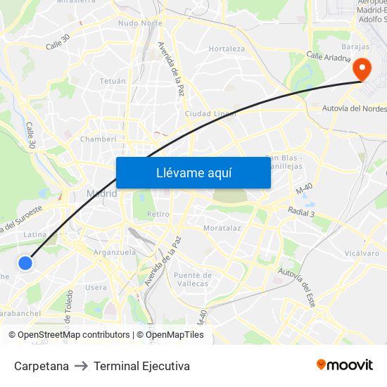 Carpetana to Terminal Ejecutiva map