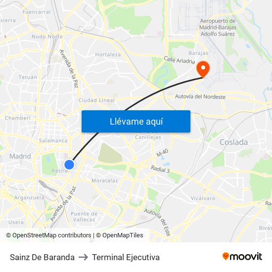 Sainz De Baranda to Terminal Ejecutiva map