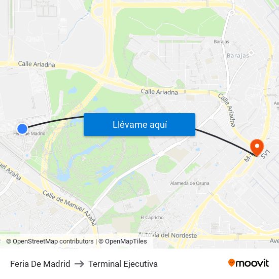 Feria De Madrid to Terminal Ejecutiva map