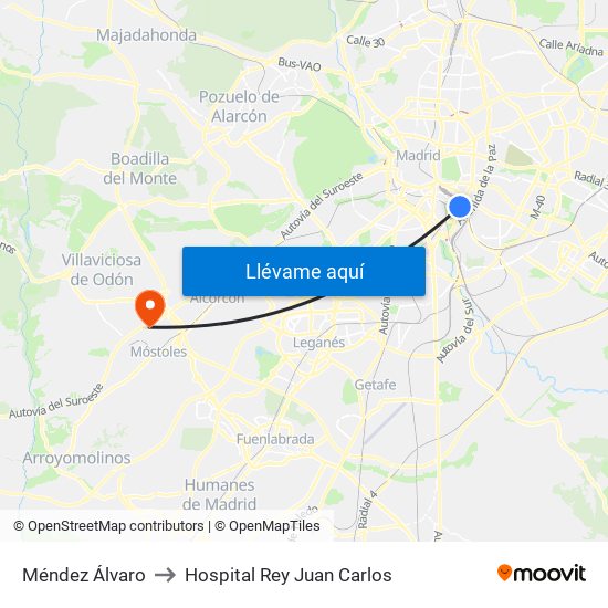 Méndez Álvaro to Hospital Rey Juan Carlos map
