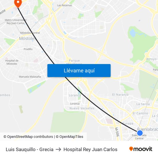 Luis Sauquillo - Grecia to Hospital Rey Juan Carlos map