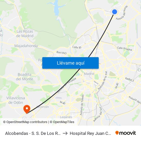 Alcobendas - S. S. De Los Reyes to Hospital Rey Juan Carlos map