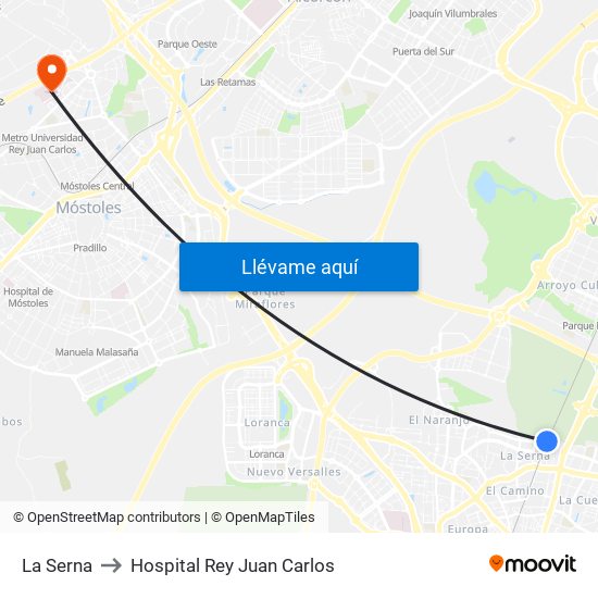 La Serna to Hospital Rey Juan Carlos map