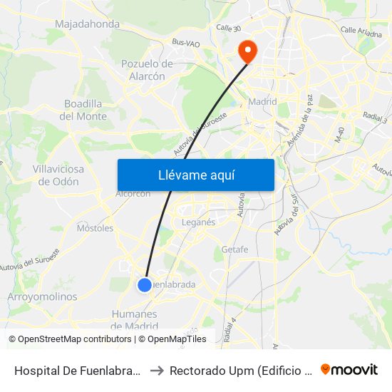 Hospital De Fuenlabrada to Rectorado Upm (Edificio C) map