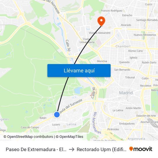 Paseo De Extremadura - El Greco to Rectorado Upm (Edificio C) map