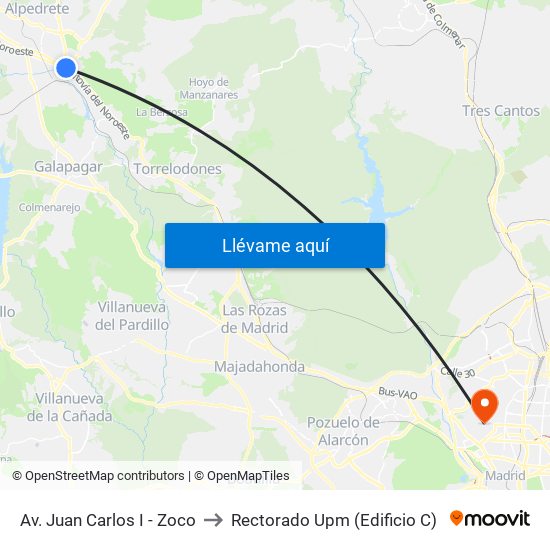 Av. Juan Carlos I - Zoco to Rectorado Upm (Edificio C) map