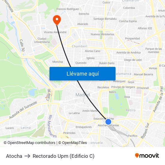 Atocha to Rectorado Upm (Edificio C) map