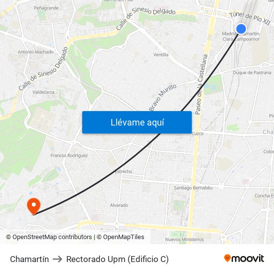 Chamartín to Rectorado Upm (Edificio C) map