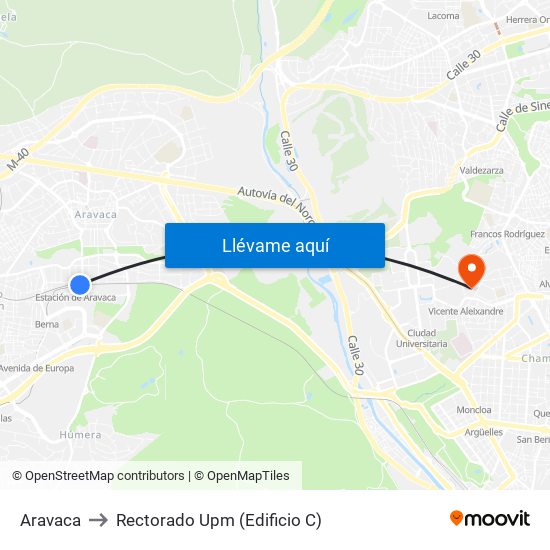 Aravaca to Rectorado Upm (Edificio C) map