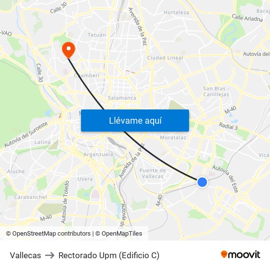 Vallecas to Rectorado Upm (Edificio C) map