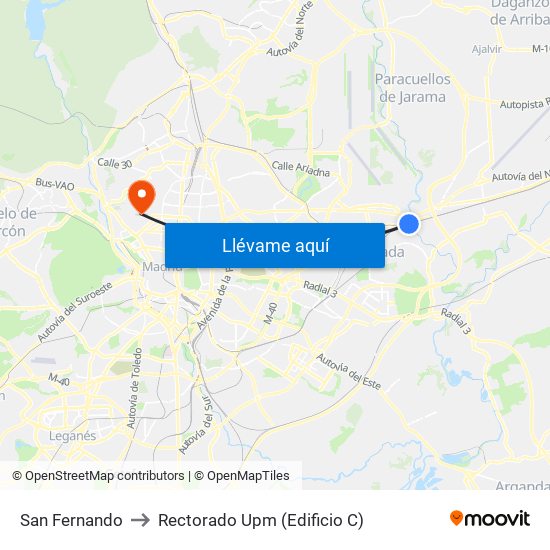 San Fernando to Rectorado Upm (Edificio C) map