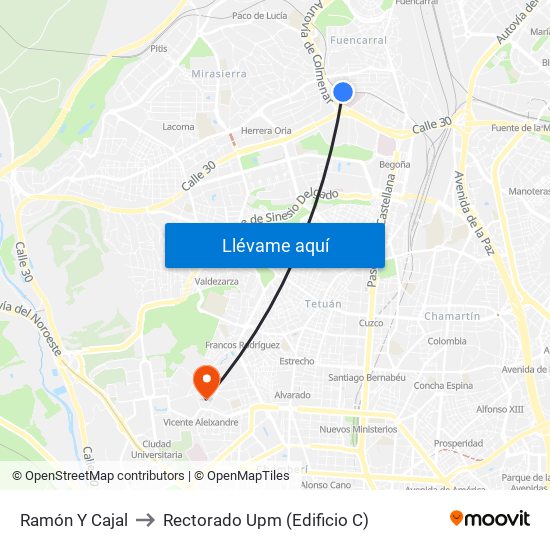 Ramón Y Cajal to Rectorado Upm (Edificio C) map