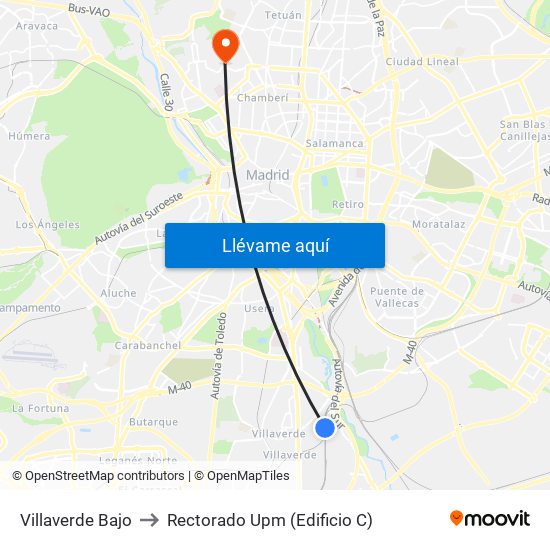 Villaverde Bajo to Rectorado Upm (Edificio C) map