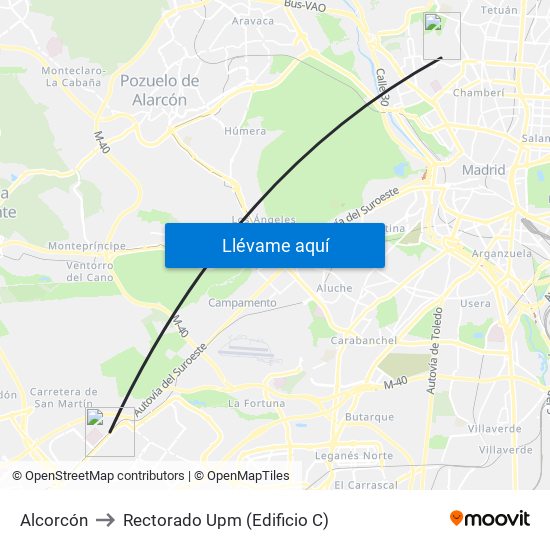 Alcorcón to Rectorado Upm (Edificio C) map
