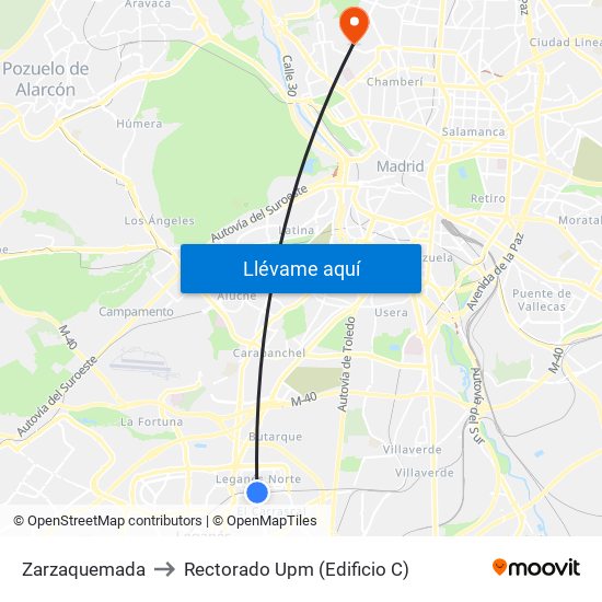 Zarzaquemada to Rectorado Upm (Edificio C) map