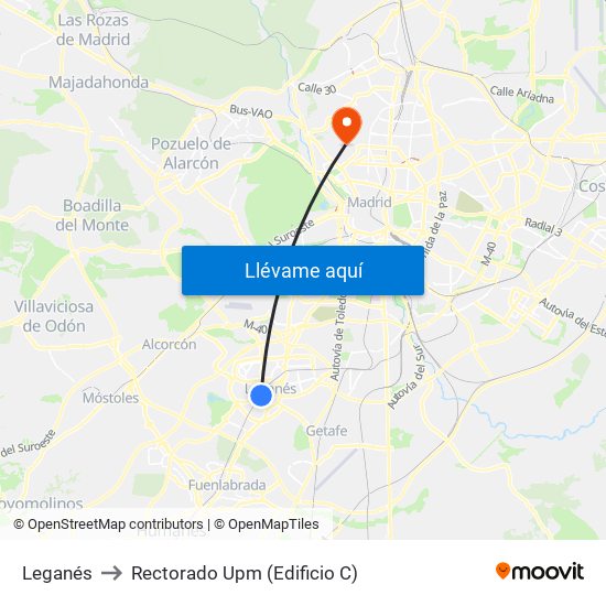 Leganés to Rectorado Upm (Edificio C) map