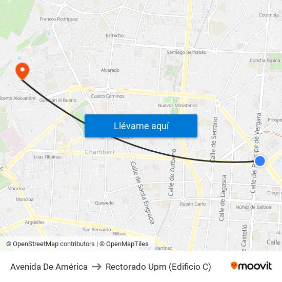 Avenida De América to Rectorado Upm (Edificio C) map