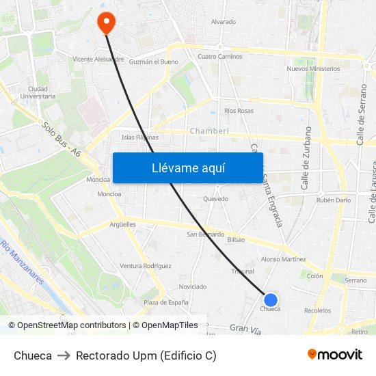 Chueca to Rectorado Upm (Edificio C) map