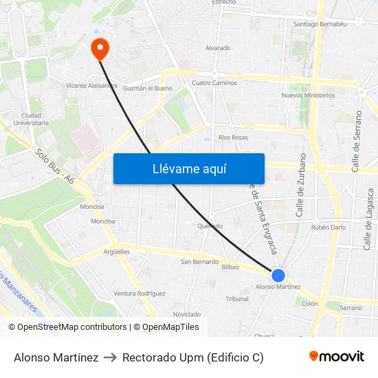 Alonso Martínez to Rectorado Upm (Edificio C) map