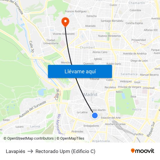 Lavapiés to Rectorado Upm (Edificio C) map