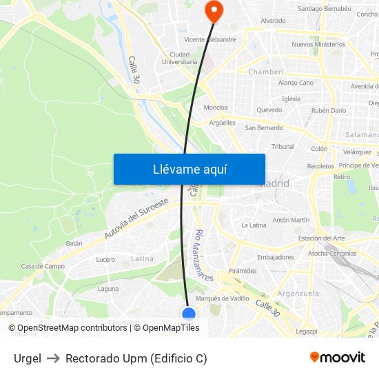 Urgel to Rectorado Upm (Edificio C) map
