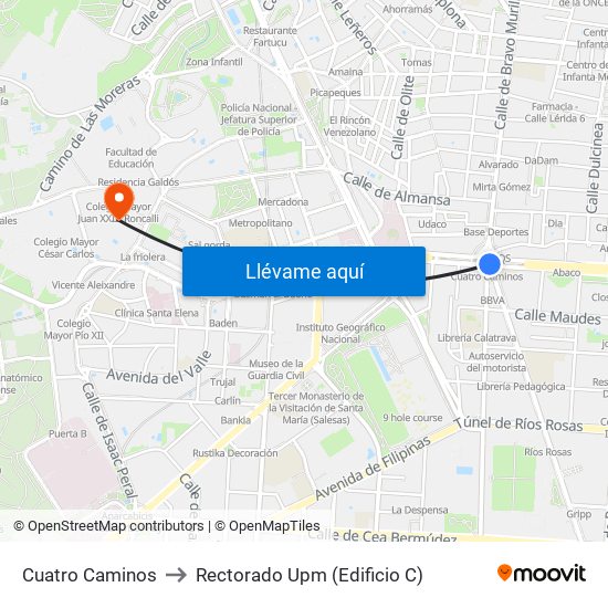 Cuatro Caminos to Rectorado Upm (Edificio C) map