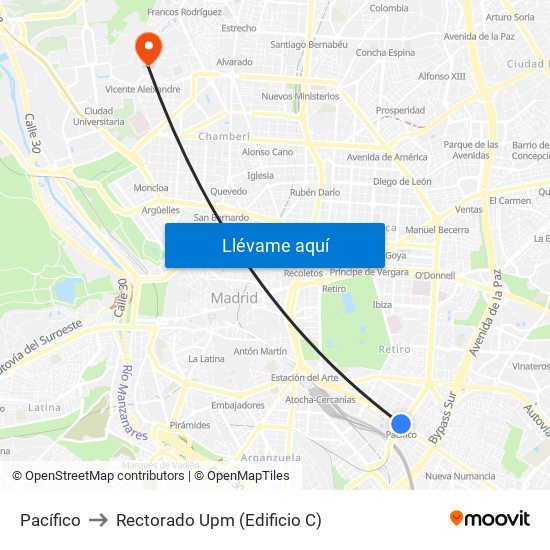 Pacífico to Rectorado Upm (Edificio C) map