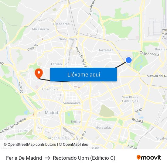 Feria De Madrid to Rectorado Upm (Edificio C) map