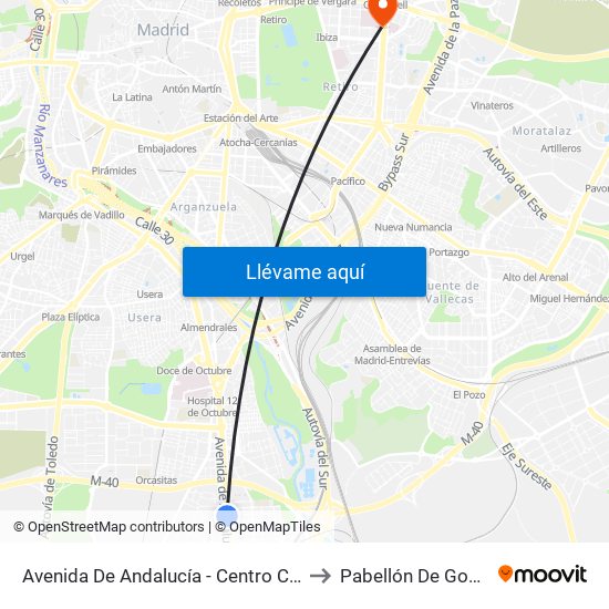 Avenida De Andalucía - Centro Comercial to Pabellón De Gobierno map