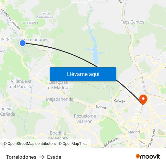 Torrelodones to Esade map