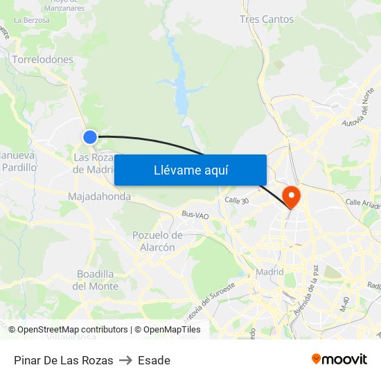 Pinar De Las Rozas to Esade map