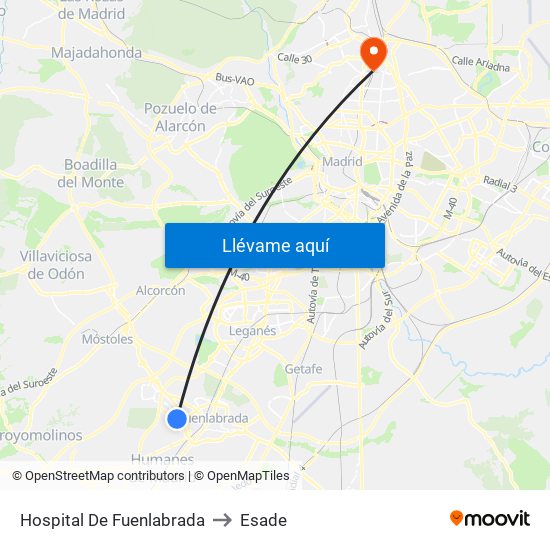 Hospital De Fuenlabrada to Esade map