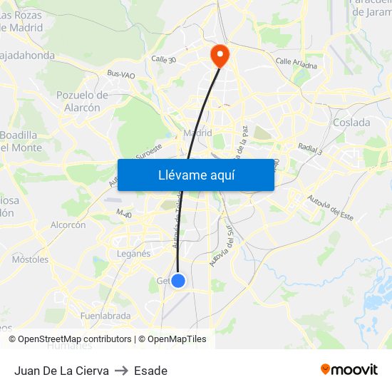Juan De La Cierva to Esade map