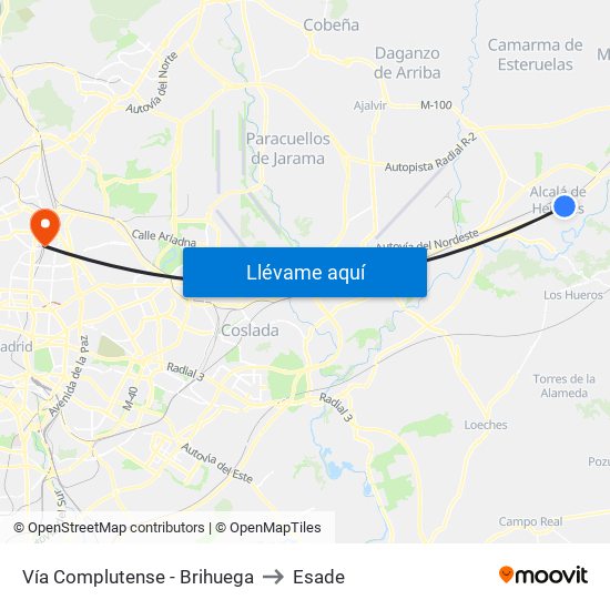 Vía Complutense - Brihuega to Esade map