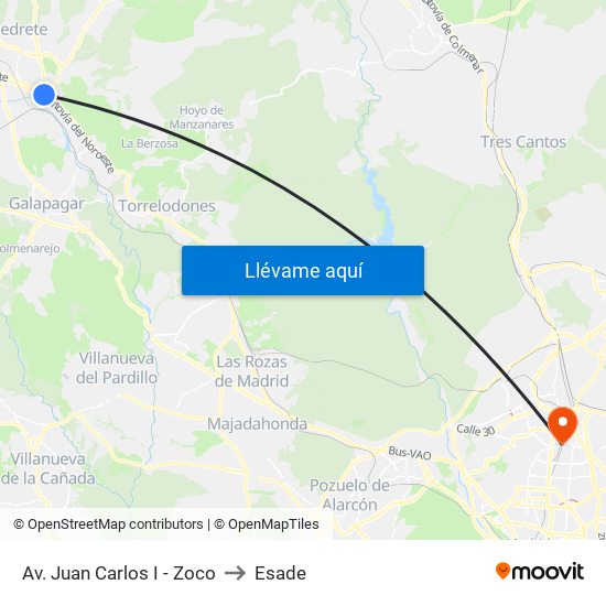 Av. Juan Carlos I - Zoco to Esade map