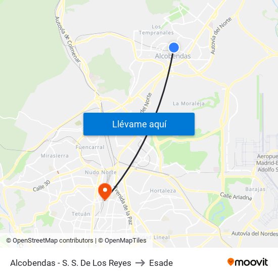 Alcobendas - S. S. De Los Reyes to Esade map