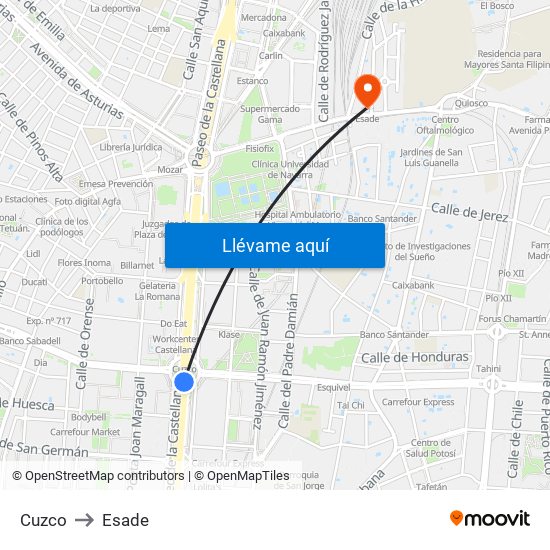Cuzco to Esade map