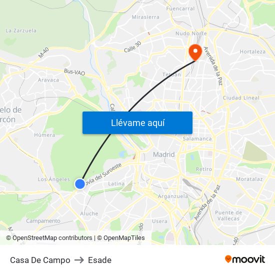 Casa De Campo to Esade map