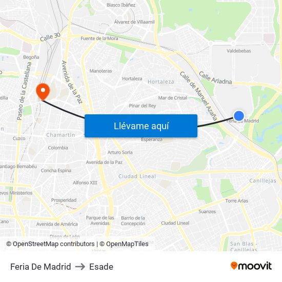 Feria De Madrid to Esade map