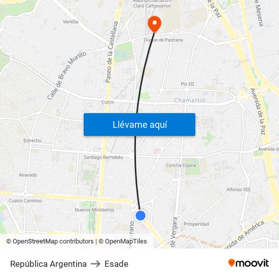 República Argentina to Esade map