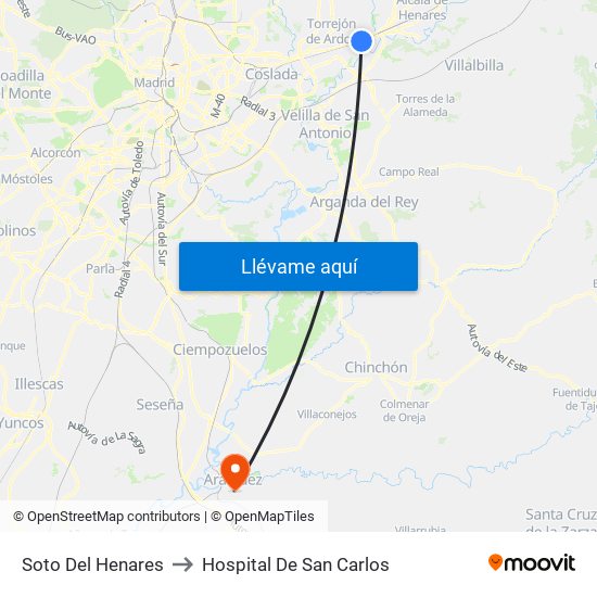 Soto Del Henares to Hospital De San Carlos map