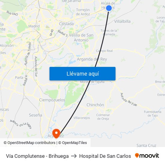 Vía Complutense - Brihuega to Hospital De San Carlos map