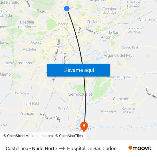 Castellana - Nudo Norte to Hospital De San Carlos map