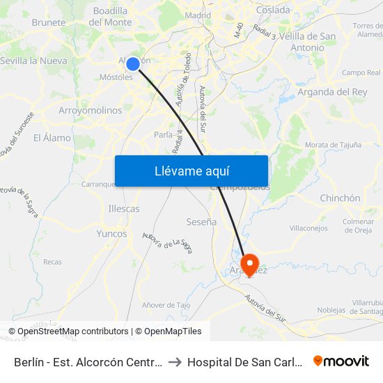 Berlín - Est. Alcorcón Central to Hospital De San Carlos map