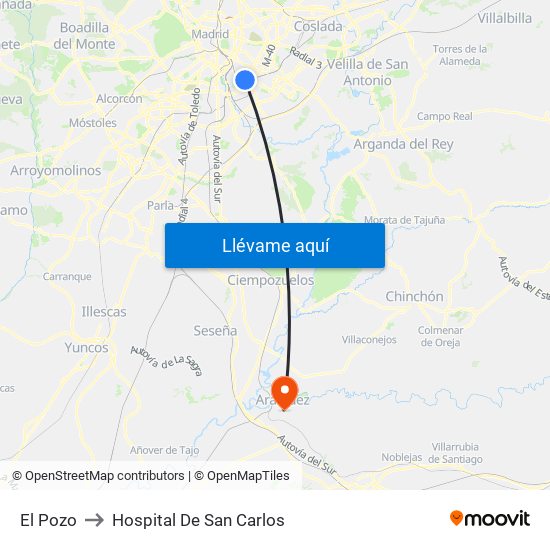 El Pozo to Hospital De San Carlos map