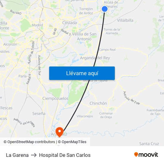 La Garena to Hospital De San Carlos map