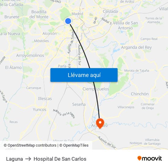 Laguna to Hospital De San Carlos map