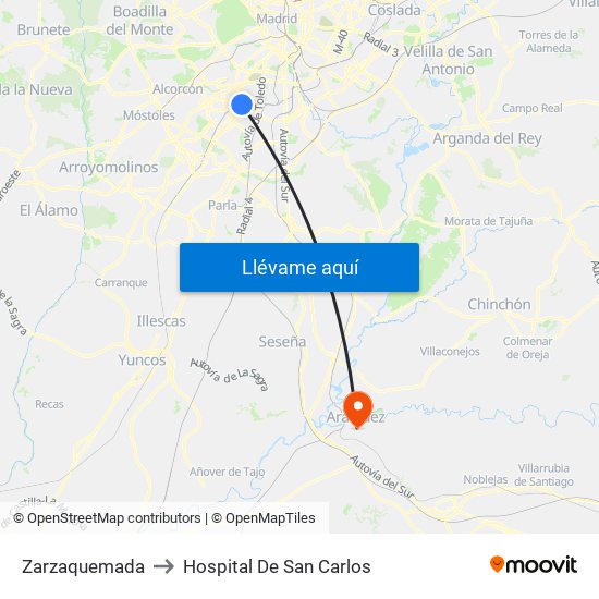 Zarzaquemada to Hospital De San Carlos map