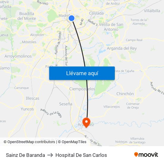 Sainz De Baranda to Hospital De San Carlos map